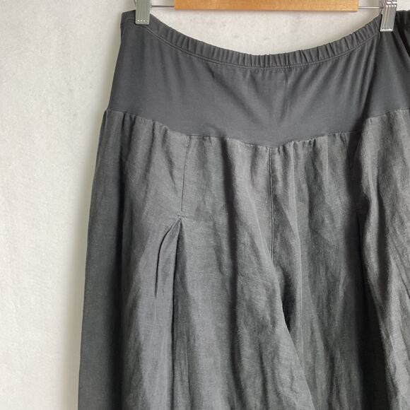 Grizas Womens Pure Linen Double Pocket Pleated Pull On Pants Black XL - Picture 3 of 11